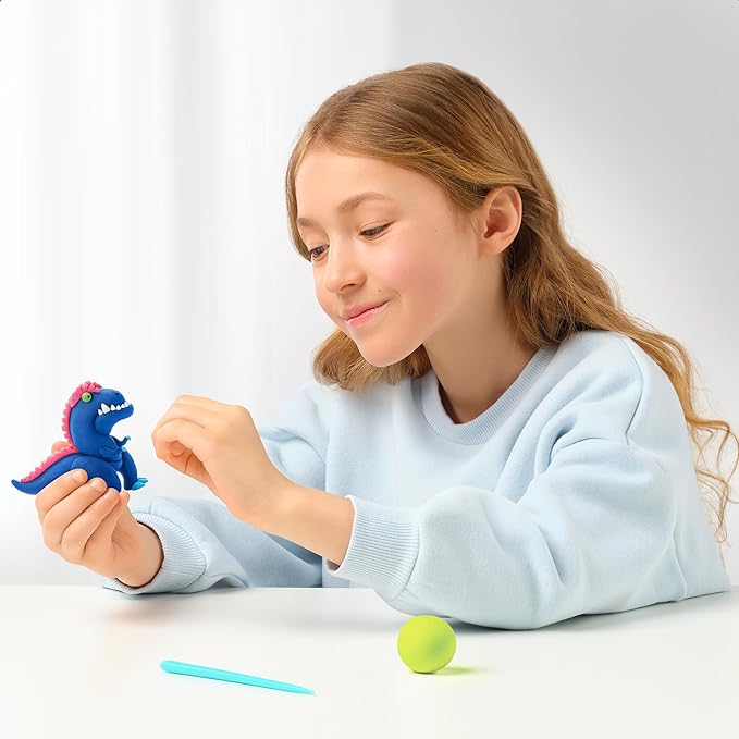 Hey Clay Mega Dinos Set - Colorful Modeling Air Dry Clay for Kids - Air Dry Clay Kit 15 Cans with Fun Interactive App