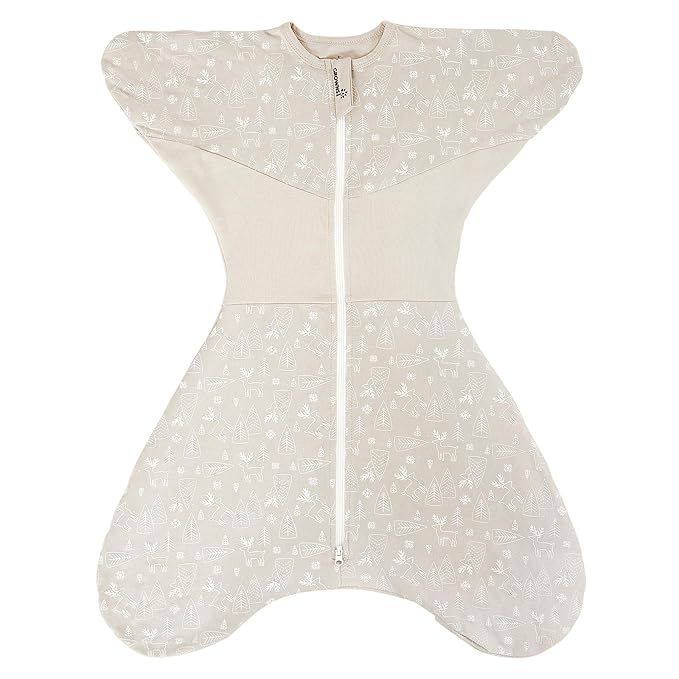 GROWNSY Transitional Swaddle Sleep Sack 6-12 Months, Starfish Design Baby Swaddle Sack, Dual-Zipper for Easy Diaper Changes, Proper Hip Development & Openable Foot Button, 19-27 lbs, Deer