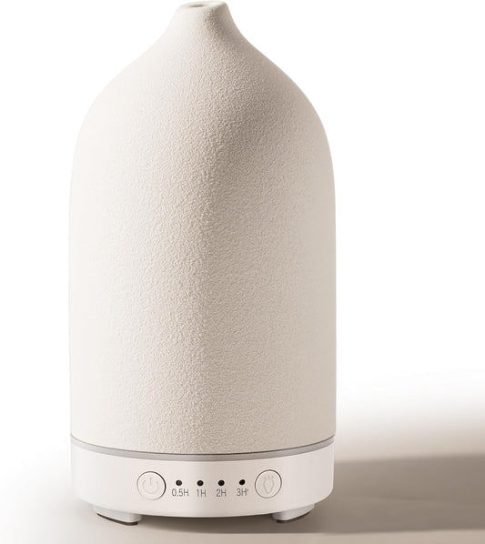 Diffuserlove Ceramic Essential Oil Diffuser 160ML for Room, Home, Bedroom - Aromatherapy Stone Diffuser White (Size: 6.8" H x 3.6" W)