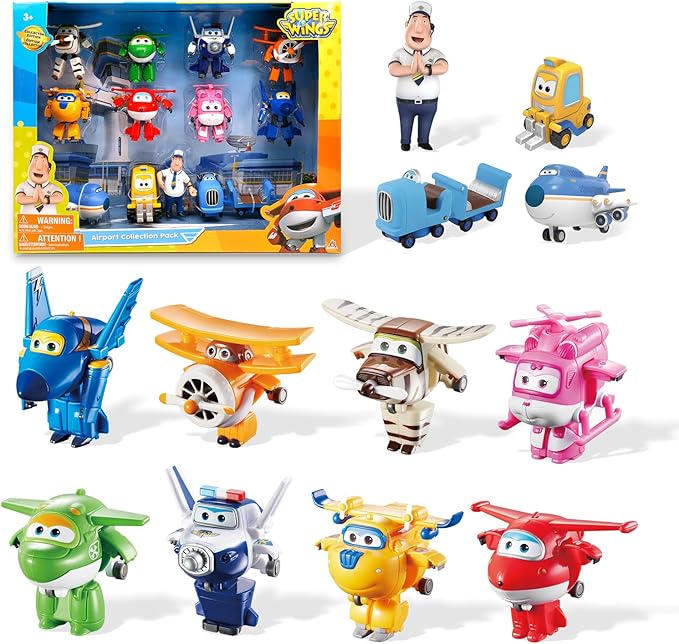 Super Wings - 5" Transforming Airport Airplane Toys Collection Playset Vehicle Action Figures | Plane to Bot | Fun Preschool Toy Plane for 3 4 5 Year Old Boys and Girls | Gifts for Birthday Kids