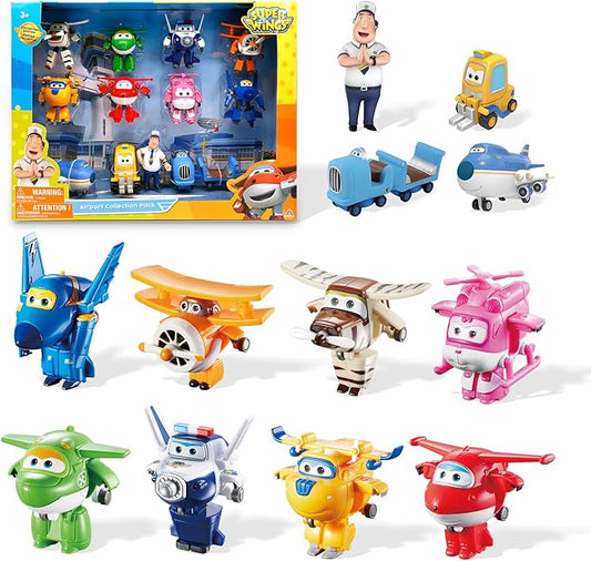 Super Wings - 5" Transforming Airport Airplane Toys Collection Playset Vehicle Action Figures | Plane to Bot | Fun Preschool Toy Plane for 3 4 5 Year Old Boys and Girls | Gifts for Birthday Kids