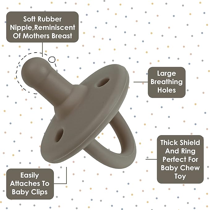 Sweet Child Pacifiers 0-18 Months, Set of 6 Ultra-Light Silicone Binkies with Collapsible Handle & 3 Air Holes for Added Safety, Best Newborn Pacifiers for Baby Boys Or Girls