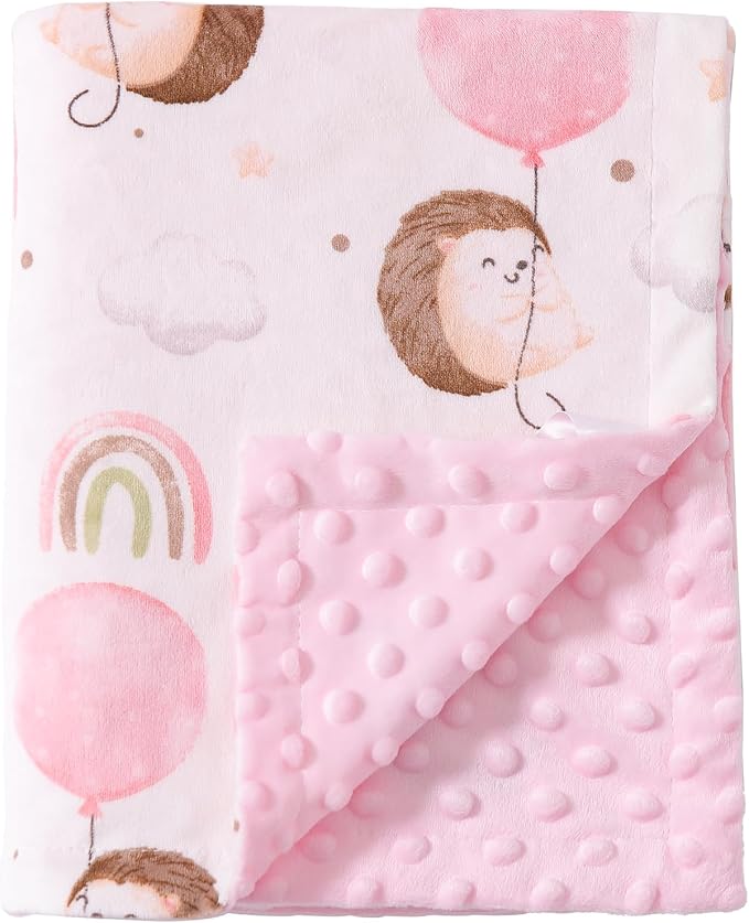 iEvolve Baby Nursery Bed Blankets Ultra Soft Double Layer Mini Blanket Minky Blanket Receiving Blankets Shower Gifts(Hedgehog,45 * 60in)