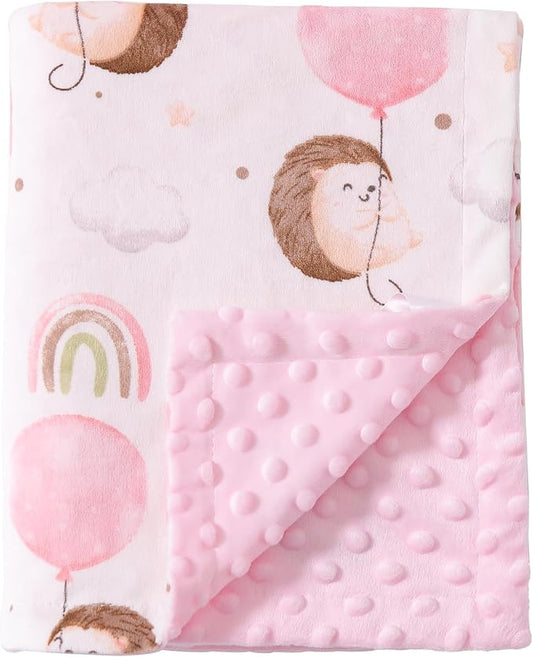 iEvolve Baby Nursery Bed Blankets Ultra Soft Double Layer Mini Blanket Minky Blanket Receiving Blankets Shower Gifts(Hedgehog,45 * 60in)
