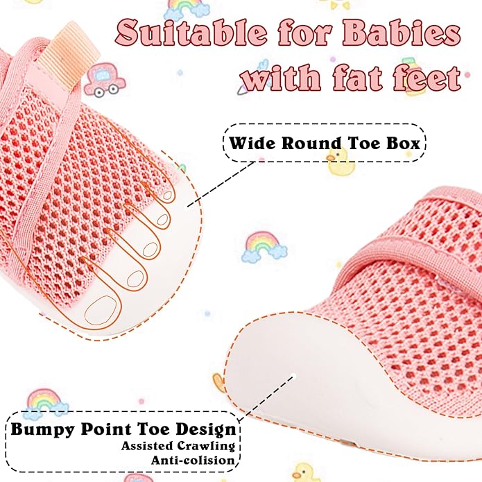 Baby First-Walking Shoes 1-4 Years Kid Shoes Trainers Toddler Infant Boys Girls Soft Sole Non Slip Cotton Canvas Mesh Breathable Lightweight TPR Material Slip-on Sneakers Outdoor
