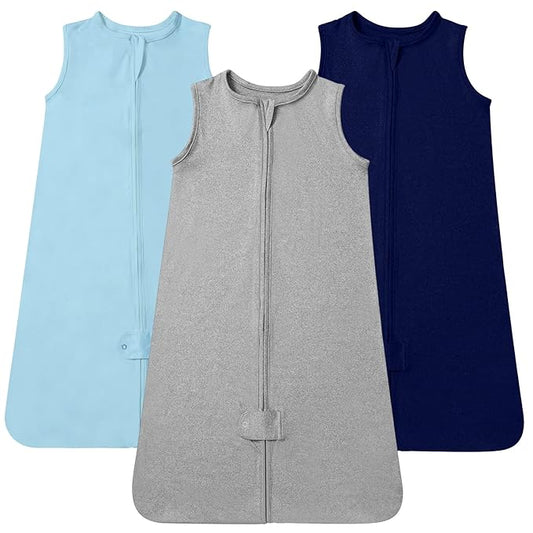 TotAha Sleep Sack 0-6 months 3 Pack, Buttery Soft, Safe Wearable Blanket Baby Sleeping Bag with 2-way Zipper for Girl Boy, 0.5 TOG