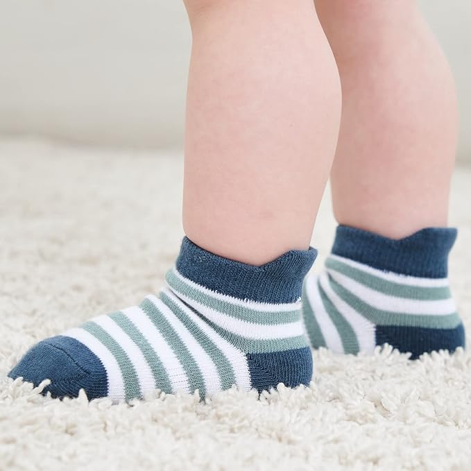 Zaples Baby Non Slip Grip Ankle Socks with Non Skid Soles for Infants Toddlers Kids Boys Girls