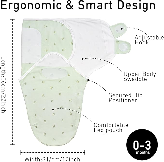 GLLQUEN BABY Girl Swaddles 0-3 Months - 3 Pack Baby Swaddles Sack for Newborn, Infant Sleep Sack, Easy Swaddling Wrap, Natural Adorableness, Nursery Swaddle Blankets Essentials