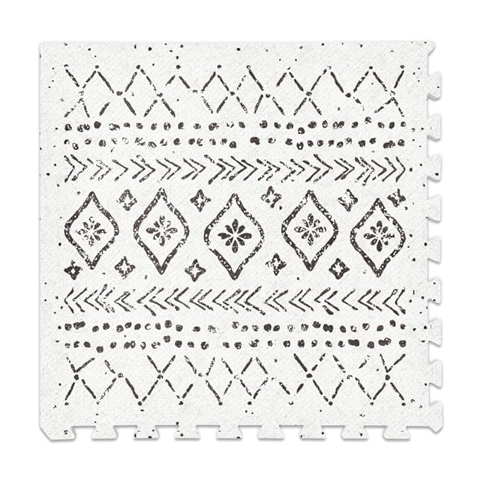 Lillefolk Baby Play Mat for Floor – 4x6ft Boho | Soft Non Toxic Premium EVA Foam Tiles for Tummy Time, Crawling & Playroom – Waterproof Interlocking Floor Mat for Babies & Toddlers (6 Tiles)