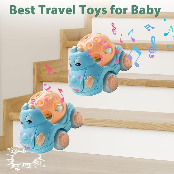Car Toys for Babies Toddlers 1-3,Rattles Toy Car，Animals Friction Powered Push Toy Cars, 1 Year Old Girl Gifts，1 Year Old Boy Gift,First Ideal Early for Educational Toys
