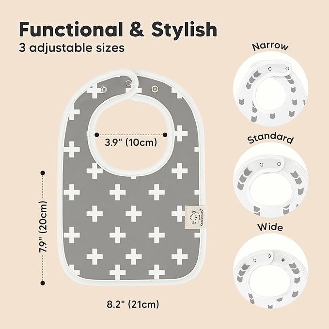 KeaBabies 8-Pack Organic Baby Bibs for Boys, Girls - Super Absorbent Cotton Drool Bibs for Baby Girl & Boy, Teething Toddler, Drooling Newborn, Ultra Soft & Machine Washable (Crossroads)