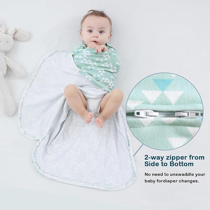 Baby Sleep Sack Swaddle,Swaddles 3-6 Months,3-Way Adjustable Wearable Transition Blanket Boy And Girl,100% Cotton,TOG 1.0(Green)