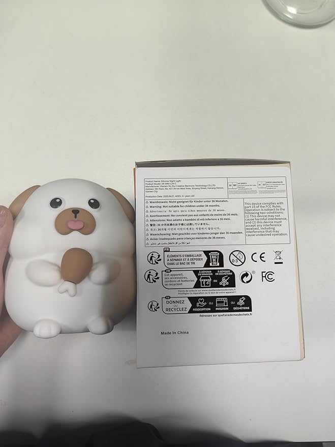 Greedy Dog Night Light for Kids, 3 Levels Dimmable Doggy Nursery Nightlight with Touch Color Change, Squishy Silicone Rechargeable Bedside Lamp for Children/Pregnant Mom/Elderly, Room Decor