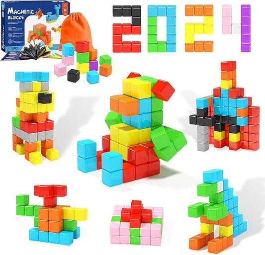 40pcs Magnetic Blocks for Toddler Toys, Magnetic Cubes Building Blocks Classroom Must Haves, STEM Preschool Sensory Magnet Toys for 3 4 5 6 Year Old Boys and Girls