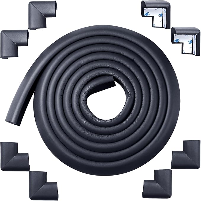 Foam Corner Protector for The Fireplace Hearths Edge and Corner Guard, with Retardant Materials Foam Safety Bumpers Baby Proofing (Black)