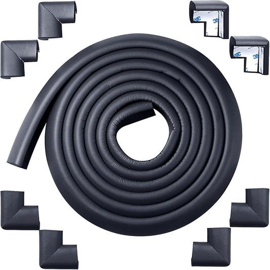 Foam Corner Protector for The Fireplace Hearths Edge and Corner Guard, with Retardant Materials Foam Safety Bumpers Baby Proofing (Black)