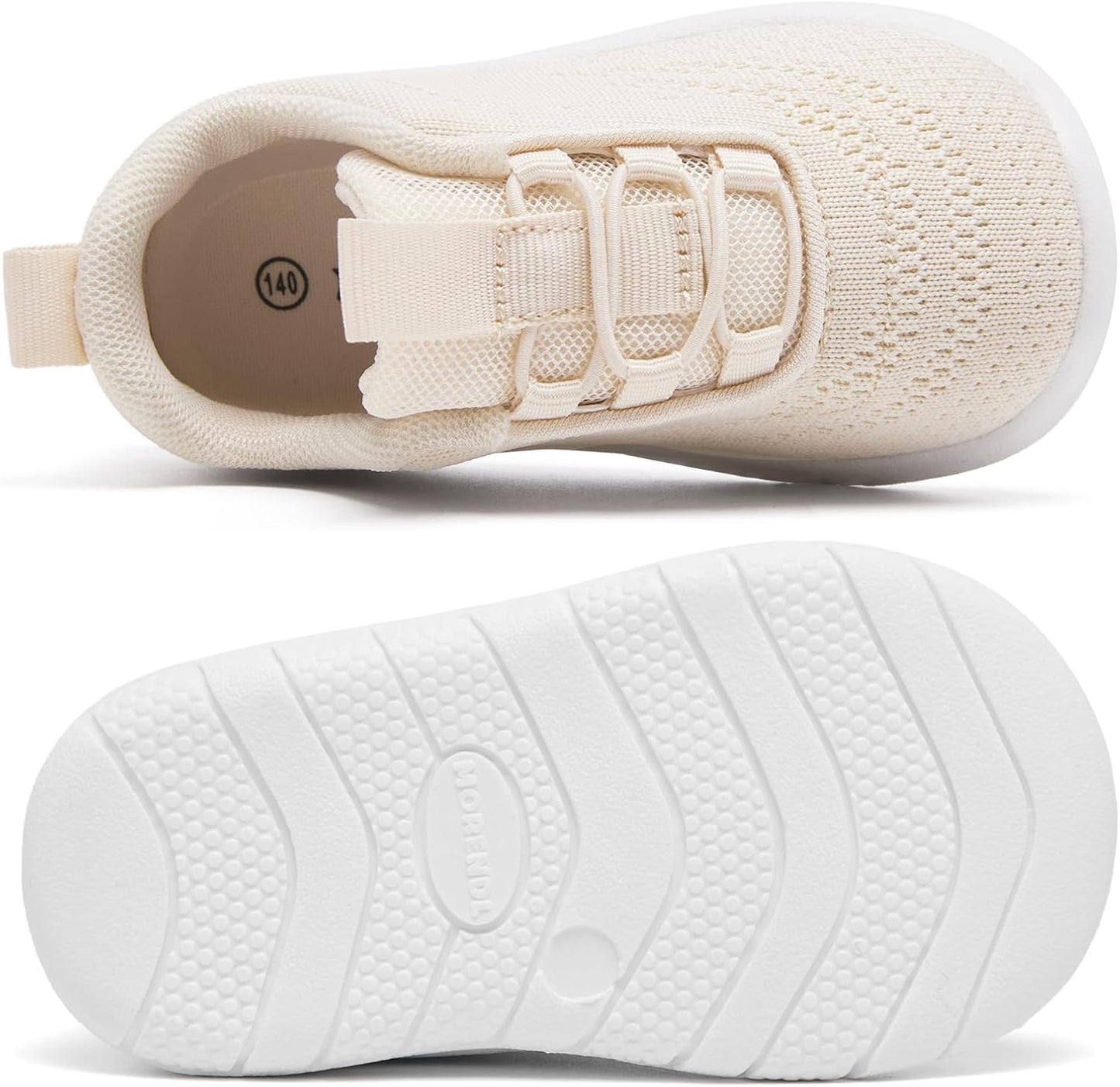 MORENDL Toddler Slip On Sneakers Baby Walking Shoes Non-Slip Breathable Unisex Pink Mesh Lace-Up Athletic Sneakers Infant Running Shoes