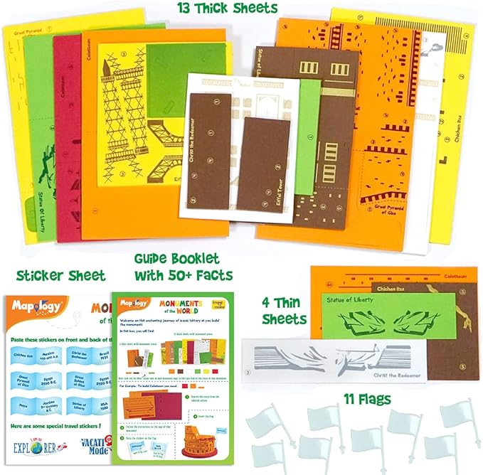 Imagimake Mapology Monuments of World | 3D Puzzles for Kids Ages 8-10 | Learning & Educational Toys for 5-7 | Puzzles for Ages 4-8 | Christmas Geography Gifts for Kids