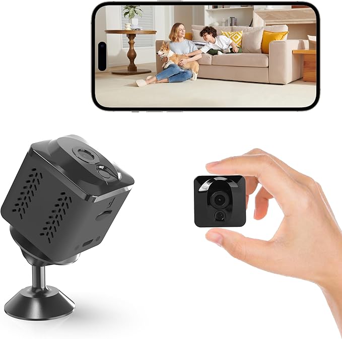 ZHENHAN Mini Security Camera, Nanny Cam for Home with Night Vision, WiFi Wireless Indoor Camera,Pet/Baby Monitor, Remote Viewing Motion Detection, Cloud & SD Card Storage, 24/7 Monitoring
