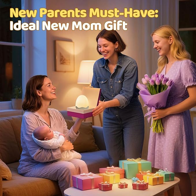 Baby Night Light for Kids,10 Brightness+10 Colors Egg Light for Nursery, Touch+Remote+3600mAh Rechargeable Egg Night Light for Baby Nursery,Warm Light for Breastfeeding 1h Timer&Portable,Newborn Gifts