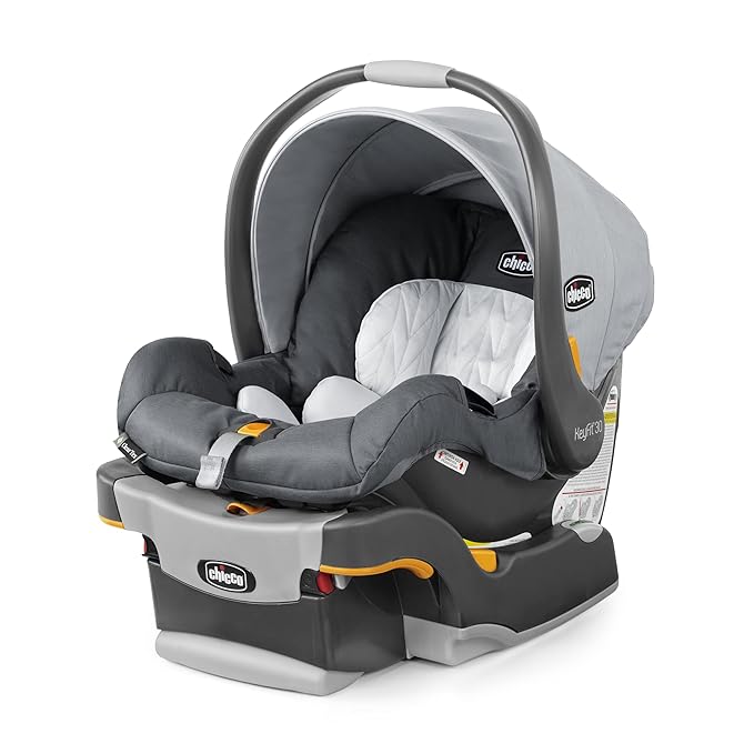 Chicco KeyFit 30 ClearTex Infant Car Seat and Base, Rear-Facing Seat for Infants 4-30 lbs., Includes Infant Head and Body Support, Compatible with Chicco Strollers, Baby Travel Gear | Slate/Grey
