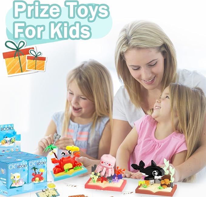 6 Packs Ocean Animals Building Blocks, Marine Life Building Set Toy, Mini Party Favors for Birthday Party Gifts，Goodie Bags Stuffers for Ages Boys Girls