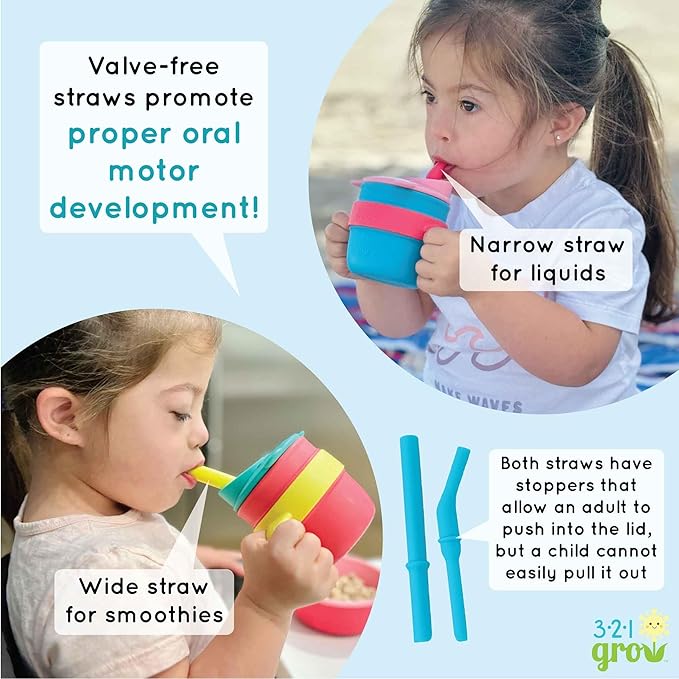 Easy Learn Drink and Snack Set – Baby + Toddler Silicone Learning Cup & Snack Set, Training Cup for Straw and Open Cup Independence – Dishwasher Safe (Midnight)