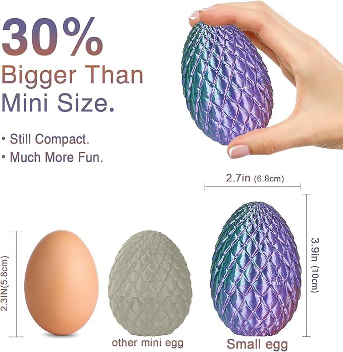 Small Dragon Eggs with Dragon Inside, 3D Printed Surprise Funny Gifts for Kids, Articulated Dragon Fidget Toys for Adults, Executive Desk Toys Office Room Décor (Gradient Blue-Green-Brown)