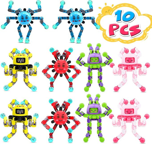 Transformable Fidget Spinner Toys for Kids and Adults,10 PCS Finger Sensory Toy for Boys Girls Autism ADHD Relief,Gifts for Chrismas Birthdays Party Favors for Teens Travel Stocking Stuffers