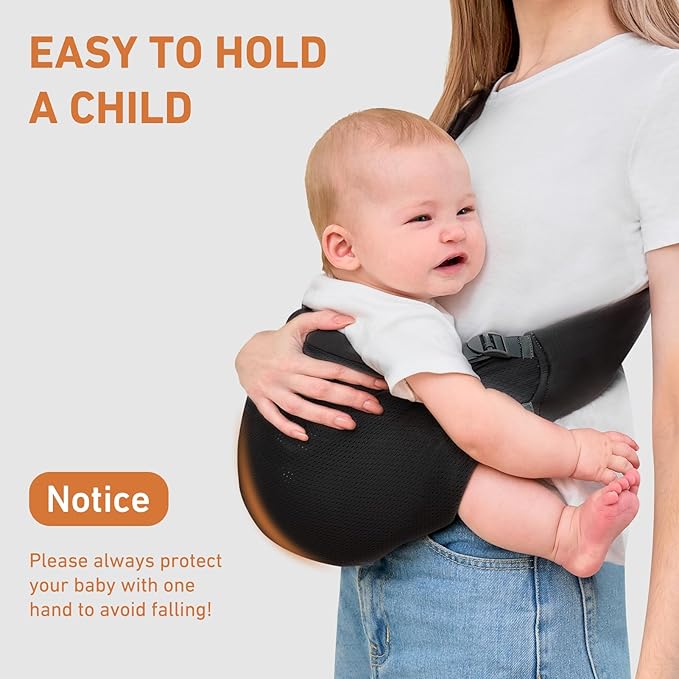 Baby Sling Carrier, Baby Carrier Newborn to Toddler, Mesh Toddler Carrier, Lightweight Breathable Summer Baby Wraps Carrier, Baby Carriers One Size Fits All (Black)