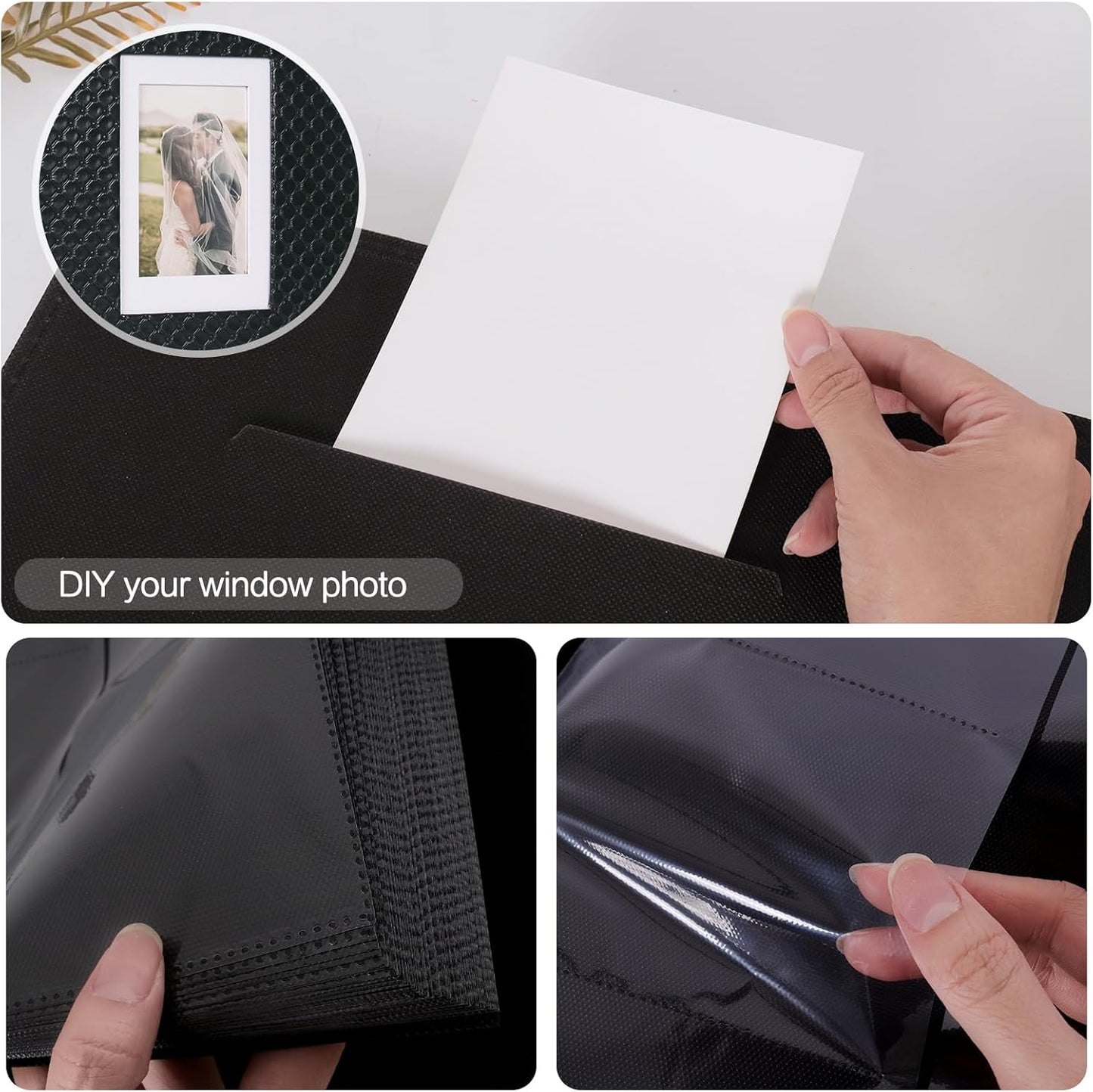 RECUTMS Photo Album 4x6 800 Pockets Photos Large Capacity Photo Album Book with Vertical and Horizontal Pockets Classic Leather Photo Book with Window Design for Baby Family Wedding Vacation(Black)