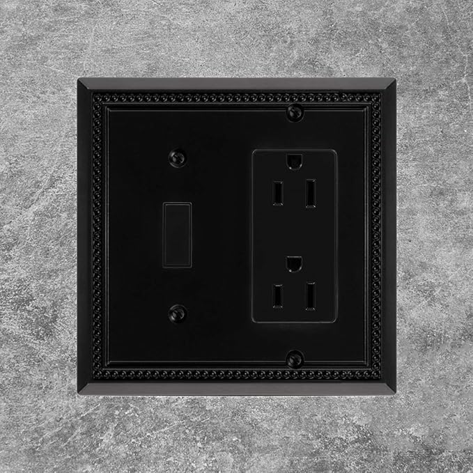 Henne Bery Sunken Pearls Heavy Duty Decorative Wall Plate Switch Plate Outlet Cover (Toggle/Decorator, Matte Black)