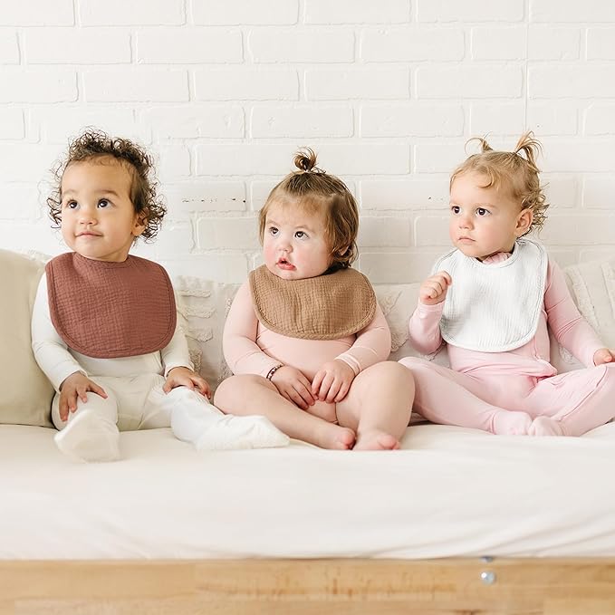 Konssy Muslin Baby Bibs 8 Pack Baby Bandana Drool Bibs Cotton for Unisex Boys and Girls, Soft Absorbent Set for Teething and Drooling