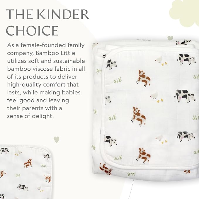 Bamboo Viscose Baby Hooded Towel & Washcloth Set for Babies and Toddlers, Soft & Absorbent, 70% Viscose from Bamboo, 30% Cotton Muslin - Imported (Cow)