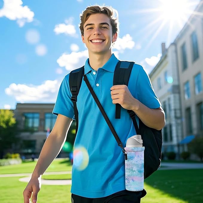 RICHEN Neoprene Water Bottle Carrier Bag with Adjustable Shoulder Strap,Insulated Water Bottle Cover for Stainless Steel/Glass/Plastic Bottles