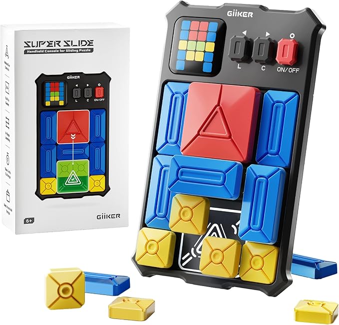 GiiKER Super Slide Puzzle Games, Original 500+ Challenges Brain Teaser Puzzle, Toys for Kids Teens, Travel Games Birthday Gifts Stocking Stuffers for Boys Girls, Activities for Road Trips
