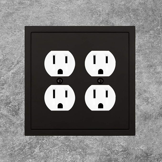 Modern Edge Decorative Wall Plate Switch Plate Outlet Cover, Durable Solid Zinc Alloy (Double Duplex, Matte Black)