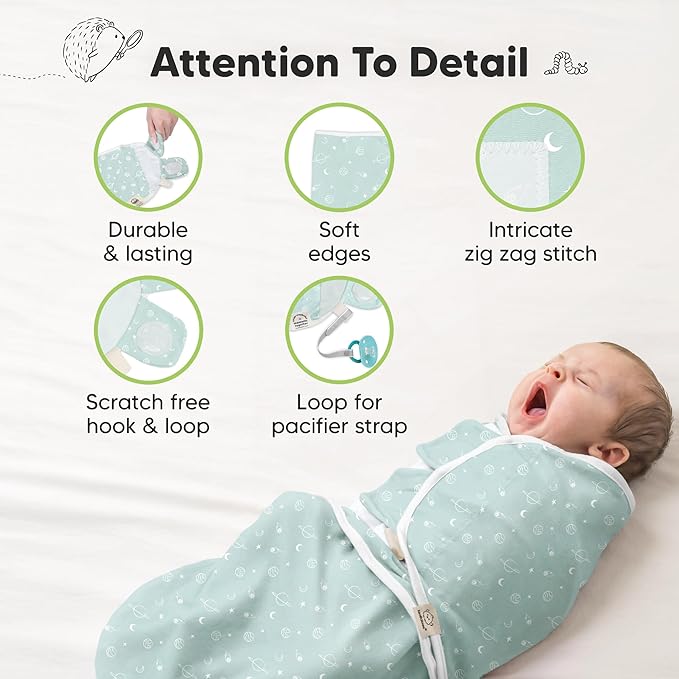 3-Pack Organic Baby Swaddle Sleep Sacks - Swaddles for Newborns, Infant 0-3 Months, Baby Girls, Boys, Soft & Snug Newborn Sleep Sack, Nursery Swaddling Blankets (Galaxy)