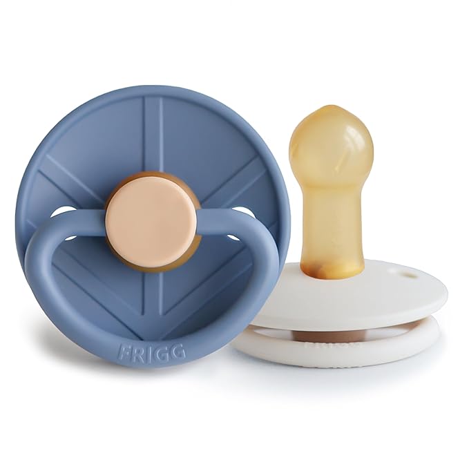 FRIGG Little Viking Natural Rubber Baby Pacifier 2-Pack | Made in Denmark | BPA-Free (Ocean View/Cream, 6-18 Months)