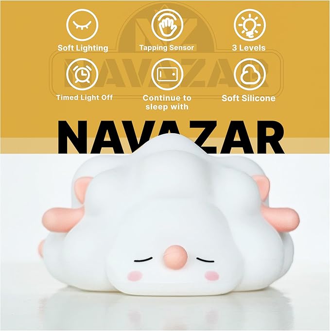 Rechargeable LED Night Light, Soft Silicone Touch Lamp with 3-Level Dimming, 30-Min Timer, Squishy BPA-Free Design, Perfect for Breastfeeding, Nursery, and Baby Room Decor (Sheep)