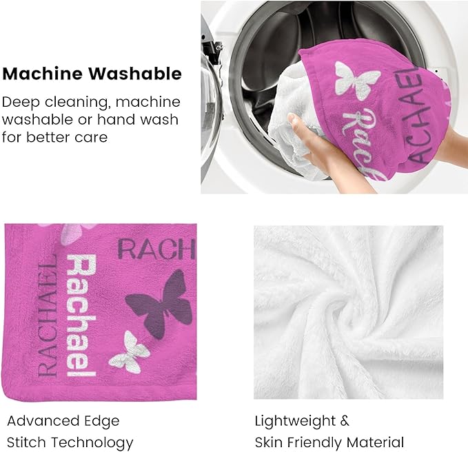 Personalized Throw Blanket with Name Custom Blankets Customized Baby Blanket for Girls Kids Adult Birthday Gift