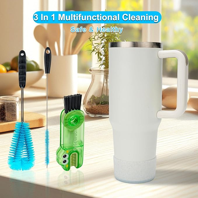 4 Pack Bottle Cleaner Set, Including Long Water Bottle Clean, Straw Clean and 3 in 1 Multi Functions Clean, Suitable for Stanley Cups, Baby Bottles, Travel Mugs, Decanters, Straws
