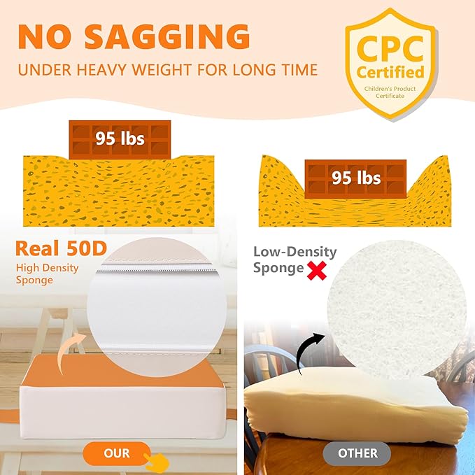 Booster Seat for Kitchen Chair with Adjustable Straps, Toddler Booster Seats for Dining Table Portable for Travel Camping Eating, Booster Cushion for Table for Baby Child Infant Kid Boy Girl