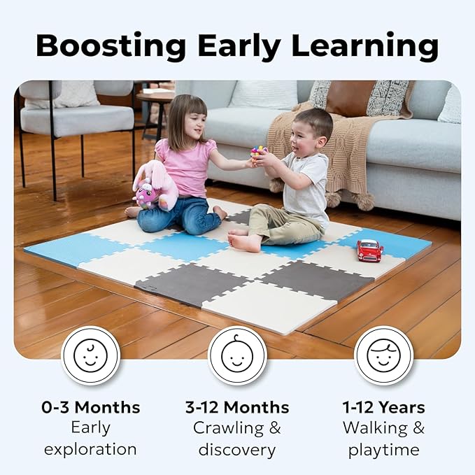 MioTetto Baby Play Mat, Soft Foam Floor Tiles for Kids. Adjustable Interlocking Foam Tiles, Fits with 50x50 Playpen Baby mat for Crawling & Development, Safe & Non-Toxic Playmat for Babies 6-12 Months