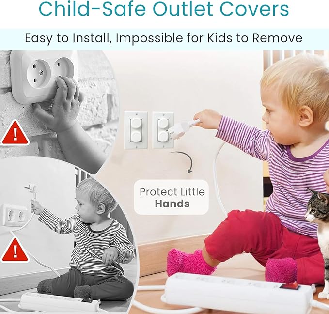 48-Pack Baby Proofing Kit, Child Safety Locks for Cabinet & Drawer, Outlet Covers, U-Shaped Locks & Door Knob Safety Covers, Complete Baby Protection for Home, Kitchen & Bathroom