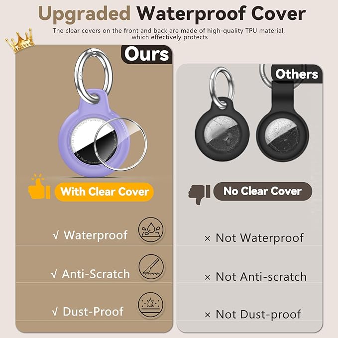 Upgrade Waterproof Airtags Holder with Apple Airtags Keychain, Hard PC Air Tag Case, Anti-Scratch & Shock Air tag Holder,Men's Women's Keyrings & Keychains, for Dog,Car Key,Luggage -Purple