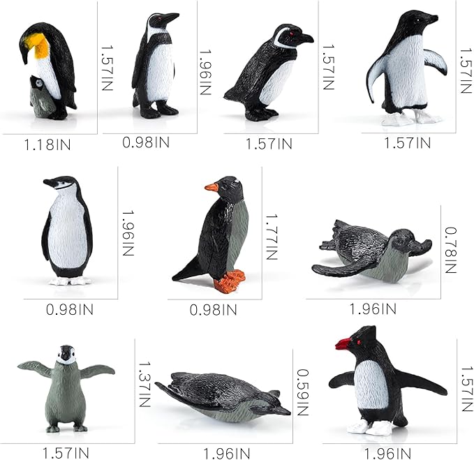 10PCS Realistic Arctic Penguin Figurines Toy Playset Winter Habitat Adventure Toys Christmas Birthday Party Supplies Decor