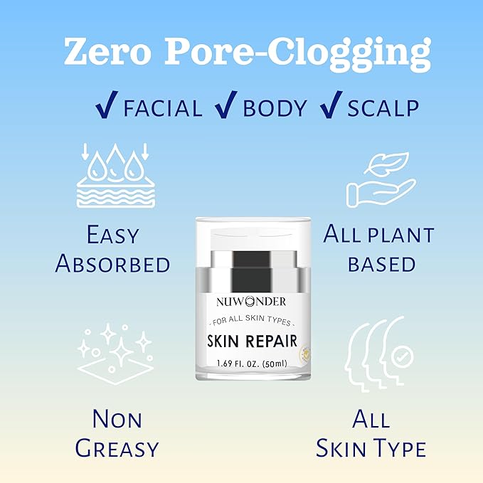 Natural SKIN REPAIR. Clinically tested Aromatherapy. Powerful Essential Oil. Eczema, Dermatitis, Diaper rash, and Sensitive skin. For all skin types. Hypoallergenic, Vegan, Paraben Free. 50ml bottle