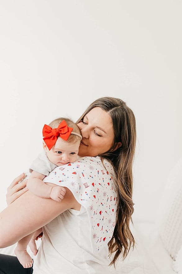 Copper Pearl Baby Burp Cloth Large 21''x10'' Size Premium Absorbent Triple Layer 3-Pack Gift Set “Patriot