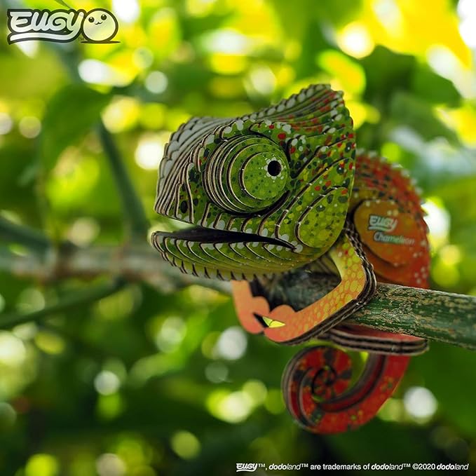Eugy Chameleon 3D Puzzle, 31 Piece Eco-Friendly Educational Toy Puzzles for Boys, Girls & Kids Ages 6+